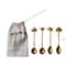 Hello Honey 4-Piece Brass Spoons with Mushroom Handles, Gold